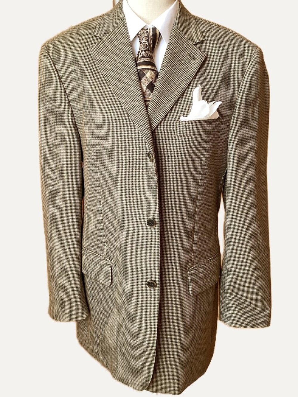 Tommy Hilfiger Sport Coat Blazer 40R Houndstooth Wool Men 3 Button